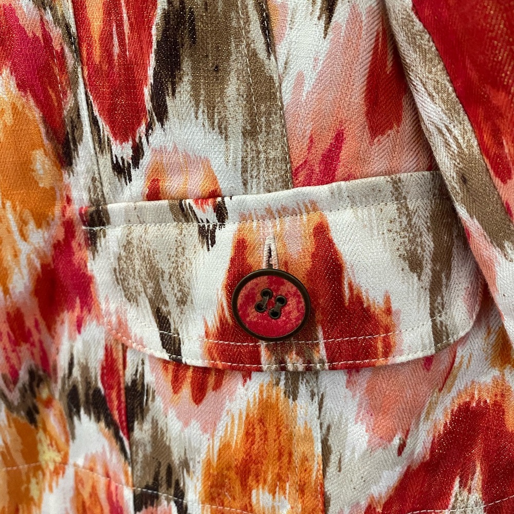 Chico’s Multi Color Ikat Print Open Front Jacket - Picture 4 of 10